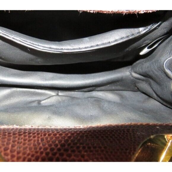 J. TIRAS Metallic Copper Snakeskin Embossed Leather Crossbody Jeweled Clutch bag - Picture 9 of 15